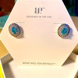 Bomb Party - New OG Earring - Statement Studs - “So Surreal” - Aqua CZ/Rhodium